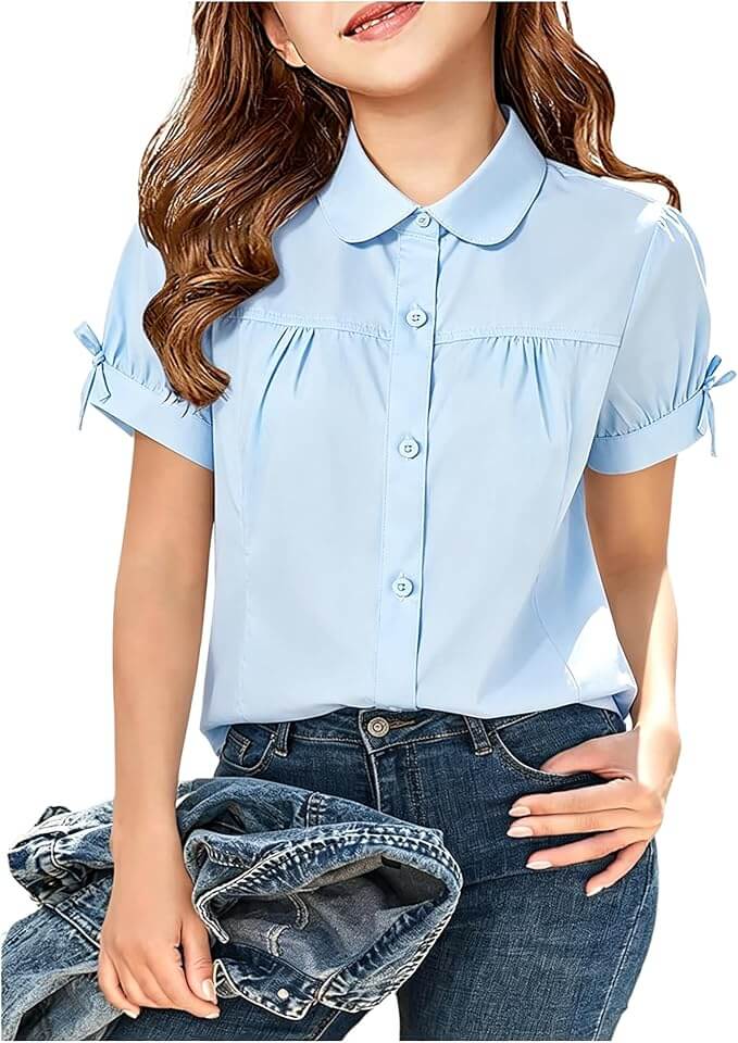 Kurzarm Mädchen Bluse – 50% Rabatt