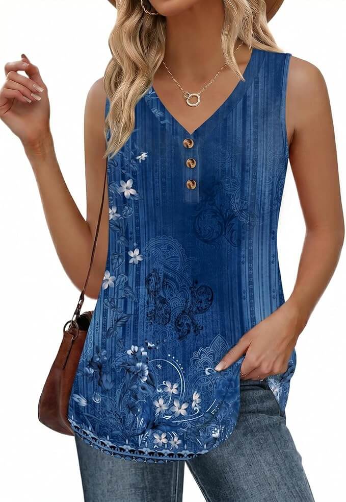 Leichtes Damen Tank Top mit V-Ausschnitt – 49% Rabatt
